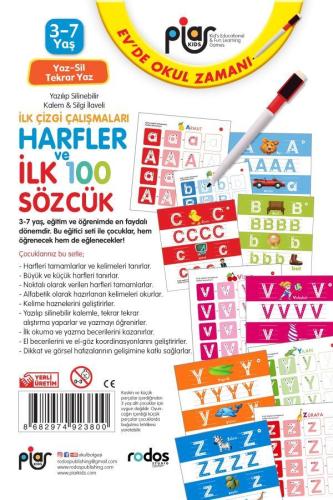 Harfler ve İlk 100 Sözcük-Yaz-Sil-Tekrar Yaz