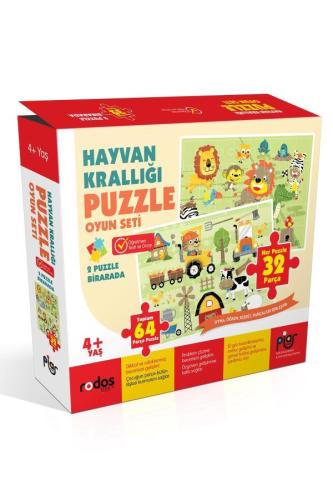 Hayvan Krallığı Puzzle Oyun Seti-2 Puzzle Bir arada-64 Parça Puzzle