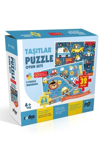 Taşıtlar Puzzle Oyun Seti-2 Puzzle Bir arada-64 Parça Puzzle